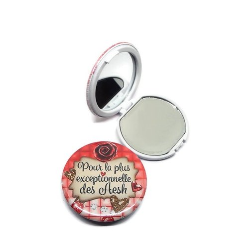 Miroir de poche aesh, "a la plus exceptionnelle des aesh", avec boîte cadeau et pochette en velours inclus