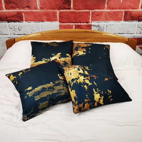 Lot de 4 taies d'oreiller taies de coussin motif abstrait noir doré  housses modernes ensemble de housse de coussin décorativ