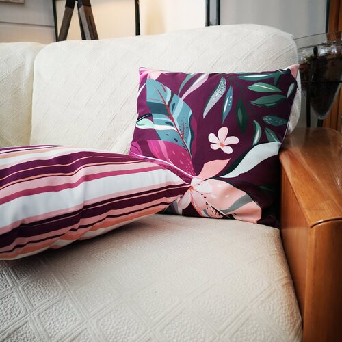 Housse de coussin canapé tissu velours taies d'oreillers motif florales housses déco motif abstrait 2 faces coussins de fauteuil lit