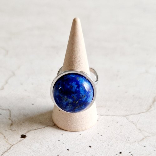 Bague ajustable pierre de gemme lapis lazuli