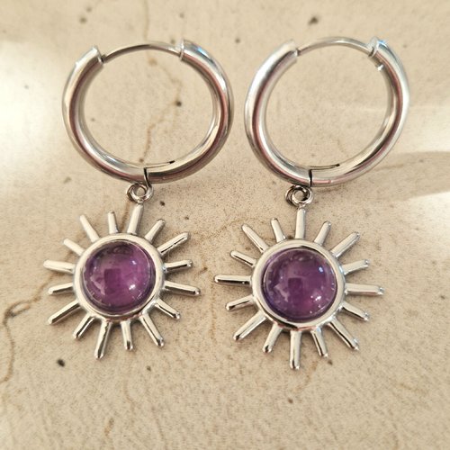 Créoles soleil améthyste