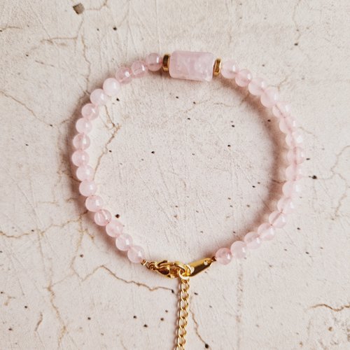 Bracelet pierres de gemmes quartz rose