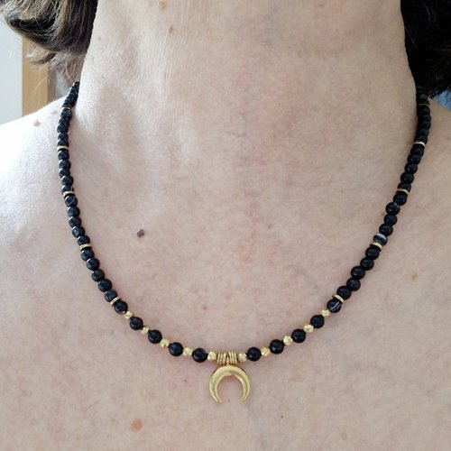Collier corne onyx