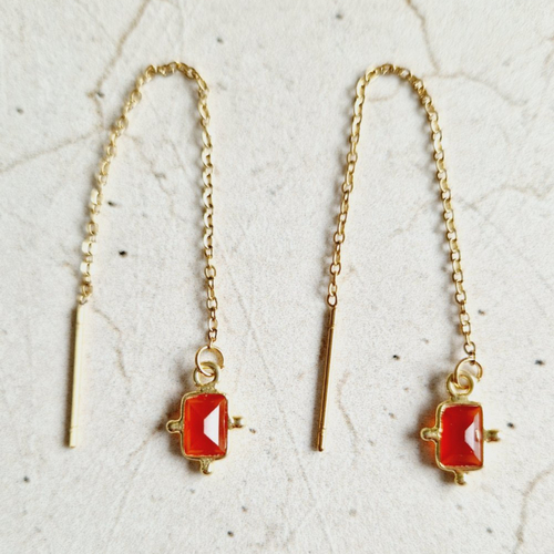Boucles d'oreilles acier inoxydable cornaline