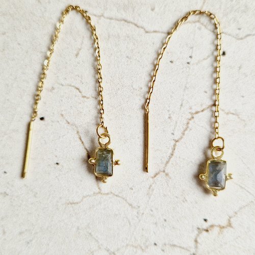 Boucles d'oreilles chaînes labradorite