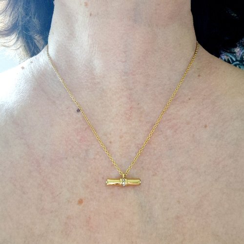 Collier acier inoxydable barre zircons