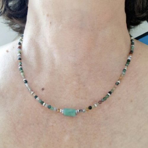Collier pierres de gemmes agates indiennes