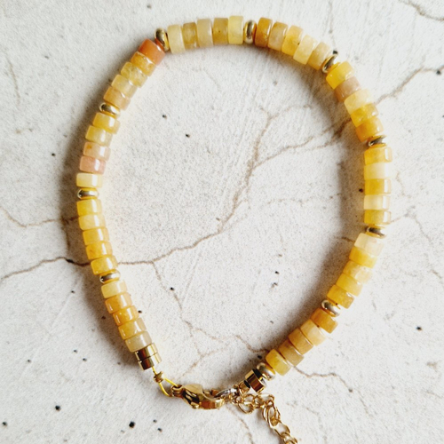 Bracelet pierres de gemmes aventurine jaune
