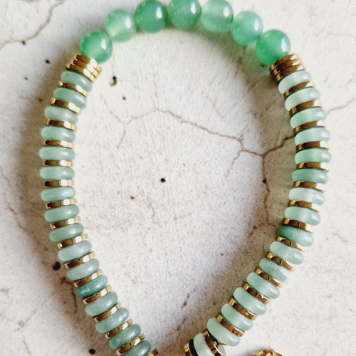 Bracelet pierres de gemmes aventurine verte
