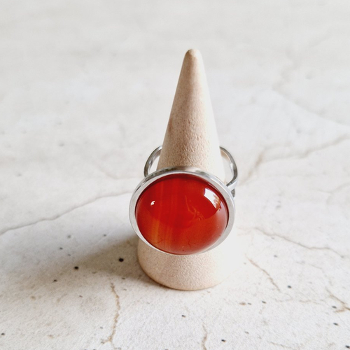 Bague ajustable pierre de gemme cornaline