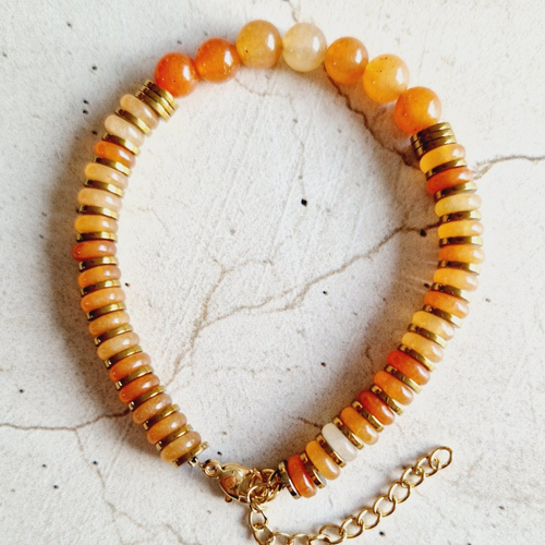 Bracelet en pierres de gemmes aventurine orange