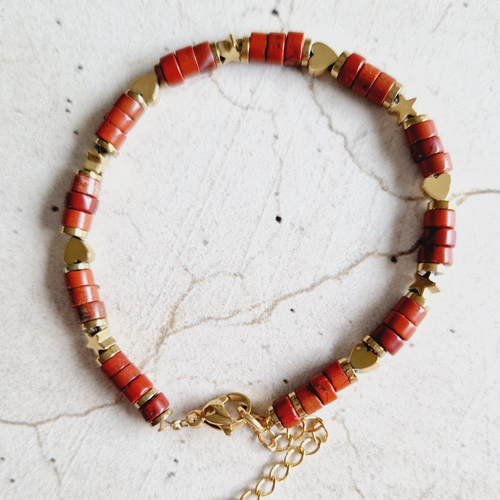Bracelet pierre de gemmes jaspe rouge