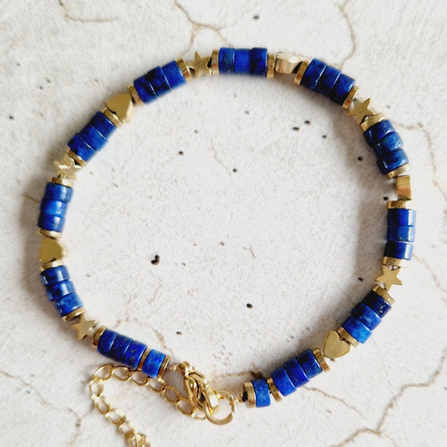 Bracelet en pierres de gemmes lapis-lazuli