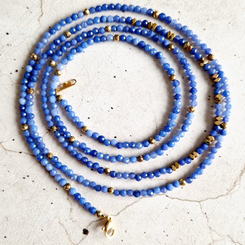 Bracelet collier aventurine bleu