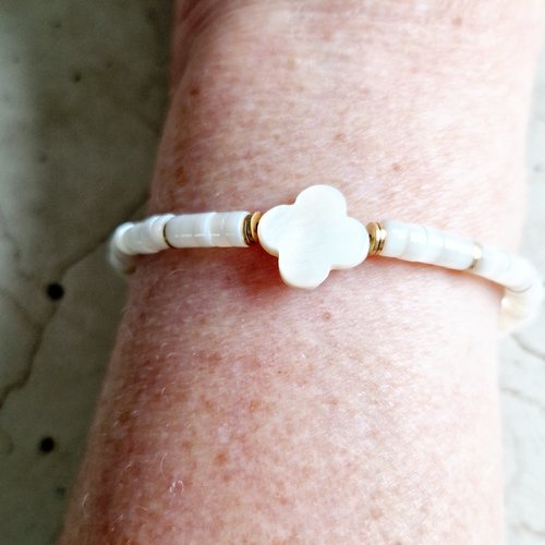 Bracelet  trèfle nacre