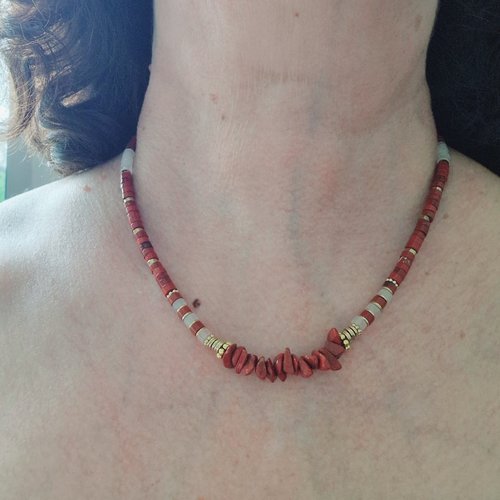 Collier jaspes rouge