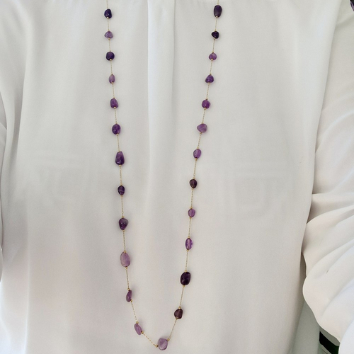 Collier sautoir améthystes