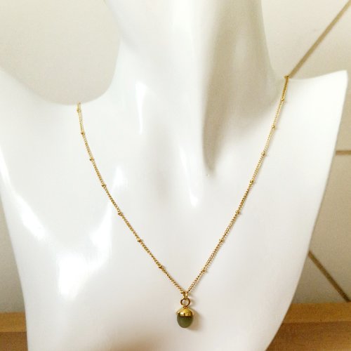 Collier acier inoxydable aventurine verte