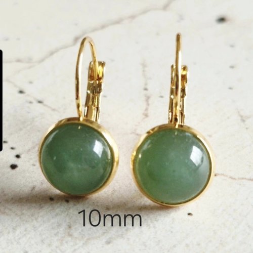 Boucles d'oreilles aventurine verte or (10mm)