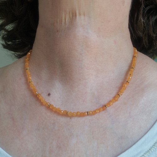 Collier perles aventurine orange