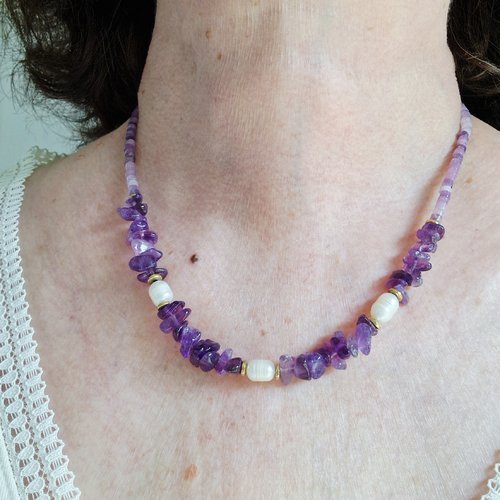 Collier chips améthyste