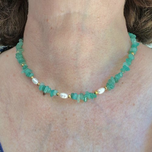 Collier aventurine verte et perles eau douce