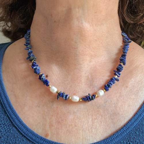 Collier chips lapis-lazuli