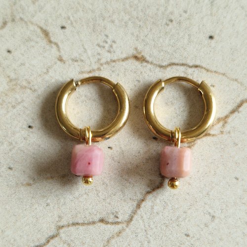 Mini créoles rhodonite