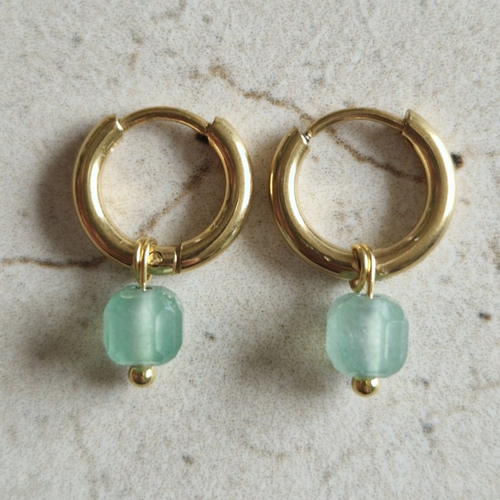 Mini créoles aventurine verte
