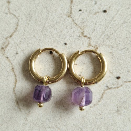 Mini créoles améthyste