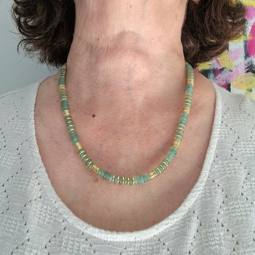 Collier rondelles aventurine verte