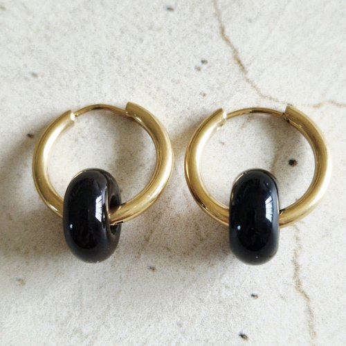 Petites créoles agate noire