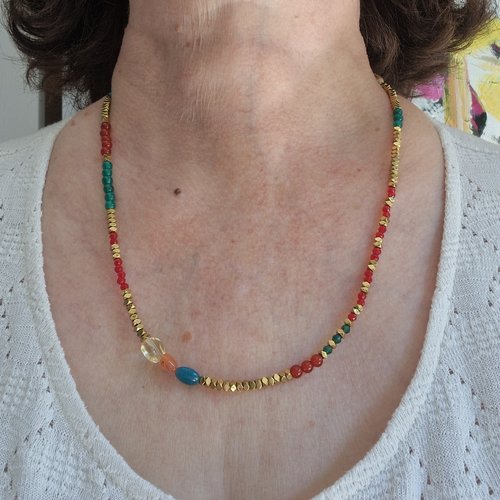 Collier multicolore pierres naturelles