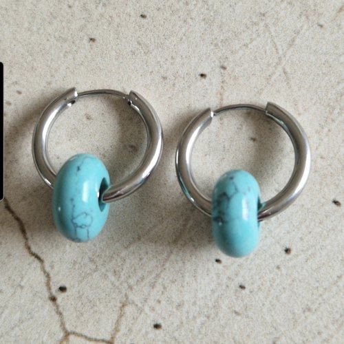 Petites créoles donuts howlite turquoise