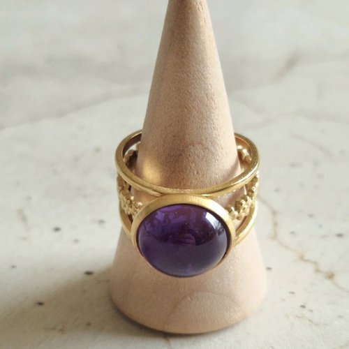 Bague ajustable améthyste