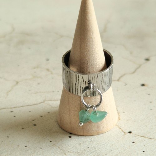 Bague ajustable chips aventurine verte