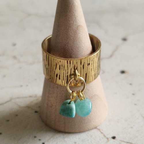 Bague ajustable chips amazonite
