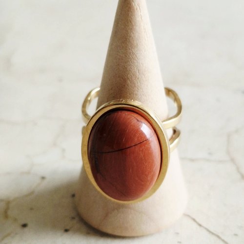 Bague ajustable jaspe rouge