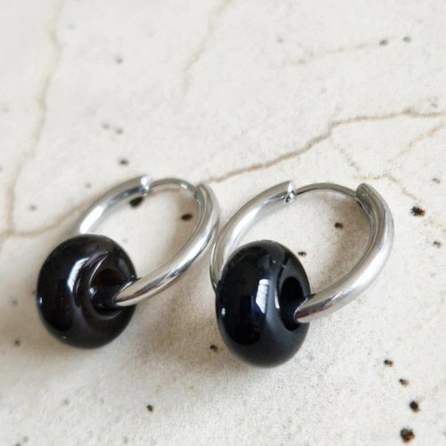 Petites créoles agate noire