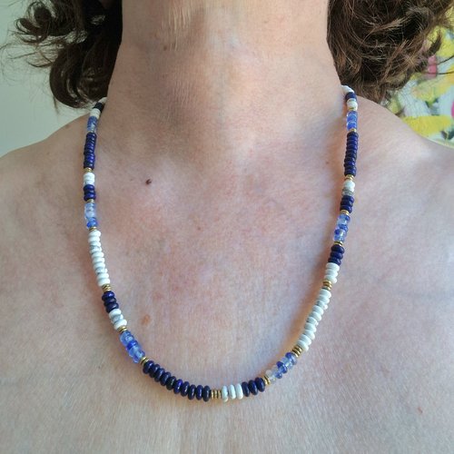 Collier lapis-lazuli & howlite blanche