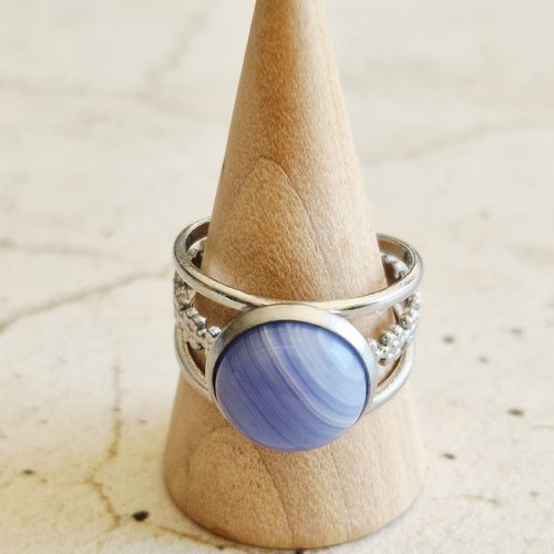 Bague ajustable jaspe bleu