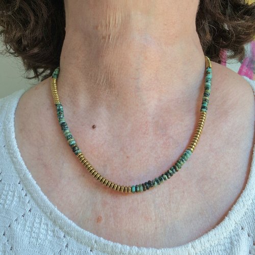 Collier rondelles turquoise africaine