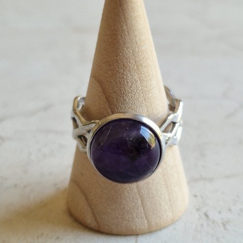 Bague ajustable améthyste