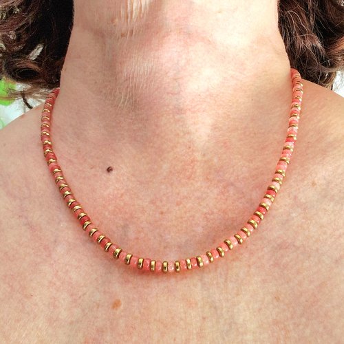 Collier rondelles rhodochrosite