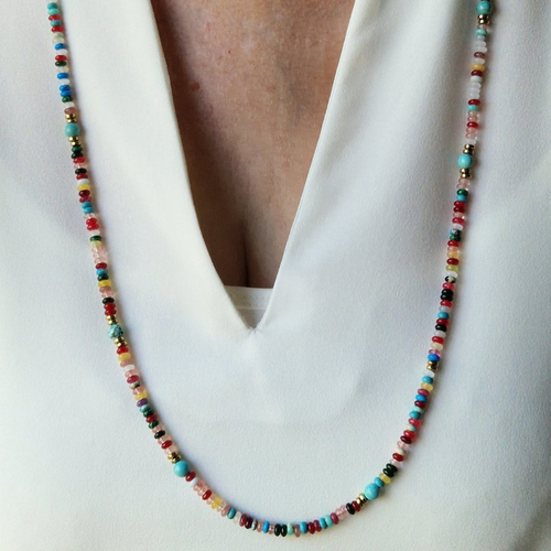 Sautoir perles de gemmes