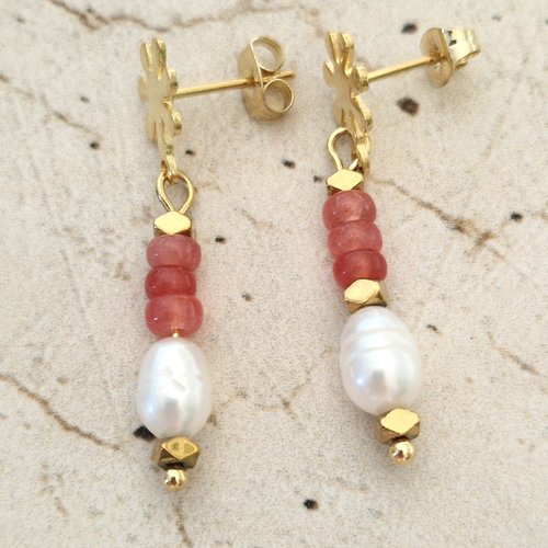 B.o fleurs rhodochrosite & perles d'eau douce