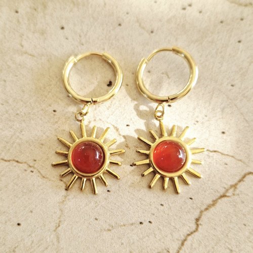 Créoles soleil cornaline
