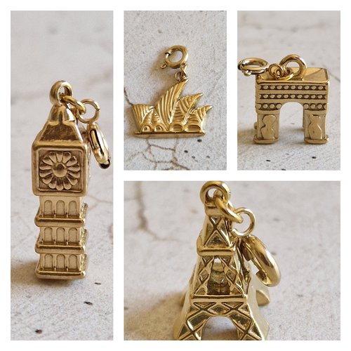 Charms monuments acier inoxydable doré