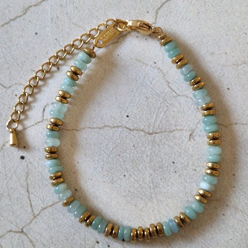 Bracelet rondelles aventurine verte (4×2mm)