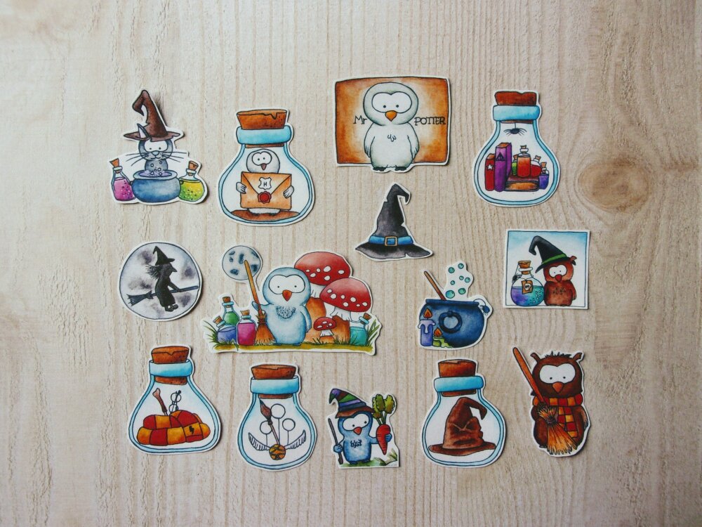 Stickers Scrapbooking Harry Potter Decoration Chouette Hedwige Autocollant Halloween Decor Chapeau Sorcier Magie Chat Planner Journal Un Grand Marche